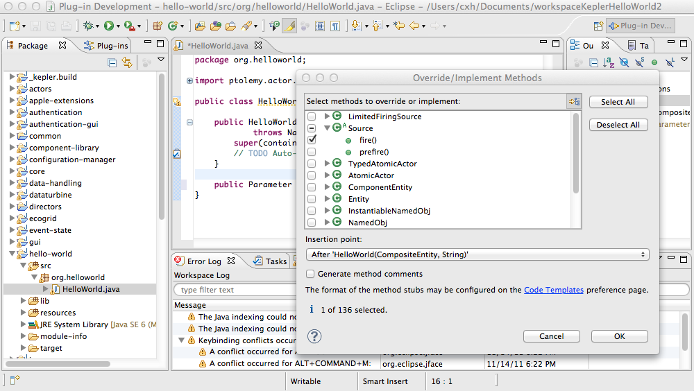 Eclipse Override/Implement Window