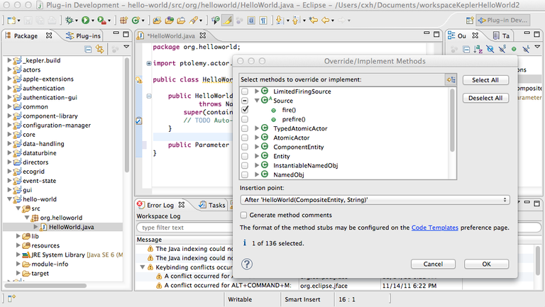 Eclipse Override/Implement Window