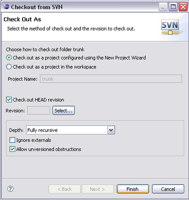 Subclipse checkout wizard 1
