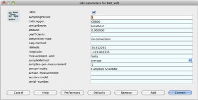 Example REAP Change Sensor Params